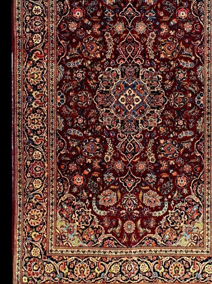 Tapis Sarough, 132 x 202 cm, laine kork nouée main en Iran vers 1930, très bel état-photo-4