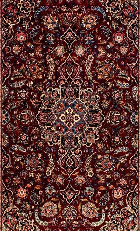 Tapis Sarough, 132 x 202 cm, laine kork nouée main en Iran vers 1930, très bel état-photo-7
