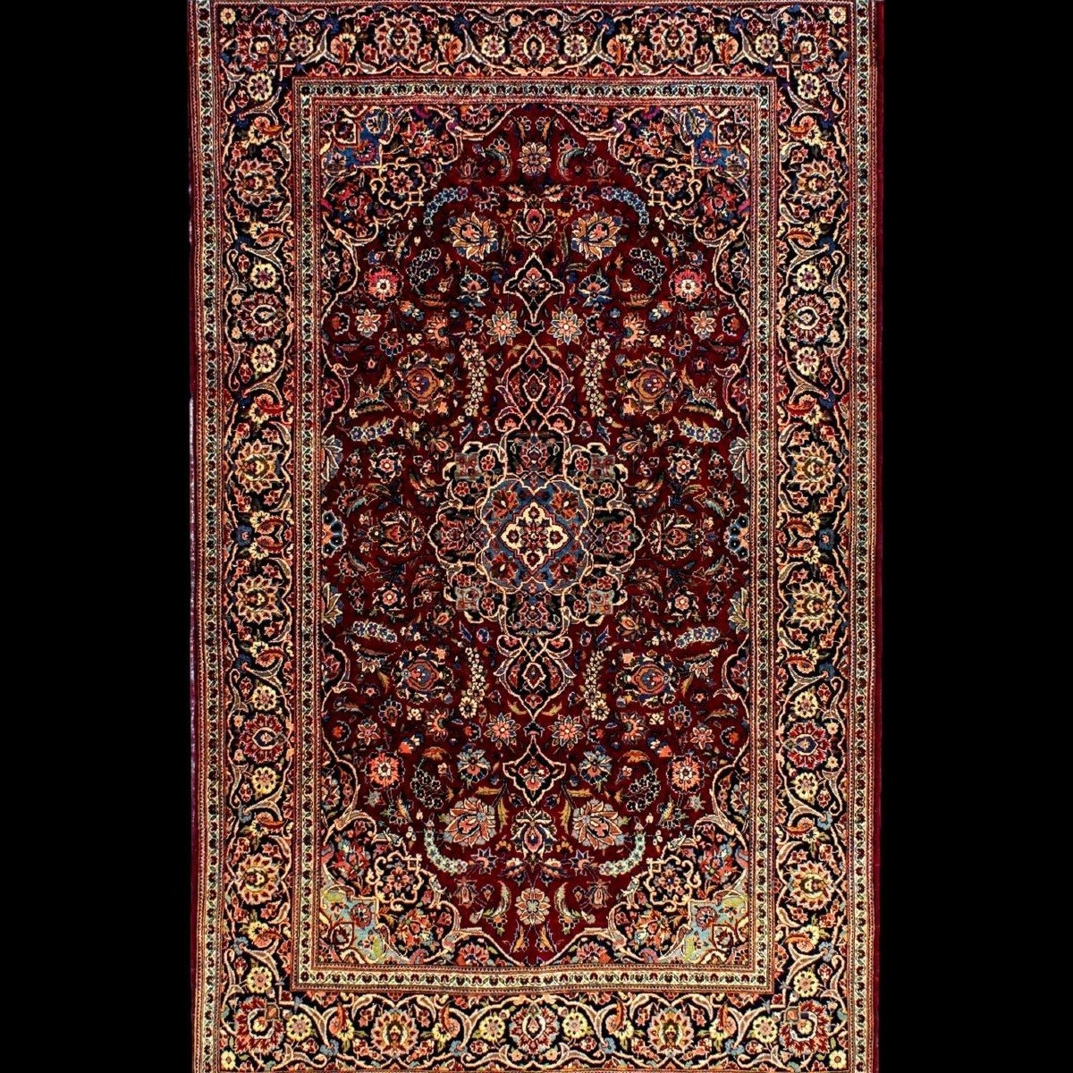 Tapis Sarough, 132 x 202 cm, laine kork nouée main en Iran vers 1930, très bel état
