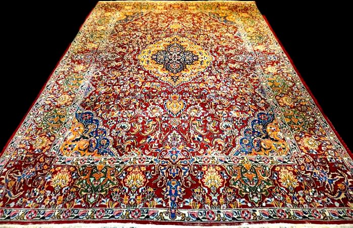 Tapis Kirman de présentation, 46 x 60 cm, laine & soie nouées main, 1880-1900, dynastie Kadjar-photo-2