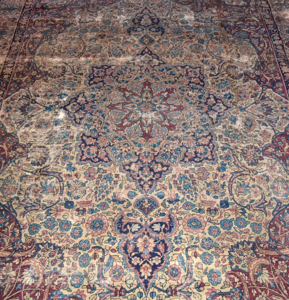 Tapis Kirman de présentation, 46 x 60 cm, laine & soie nouées main, 1880-1900, dynastie Kadjar-photo-7