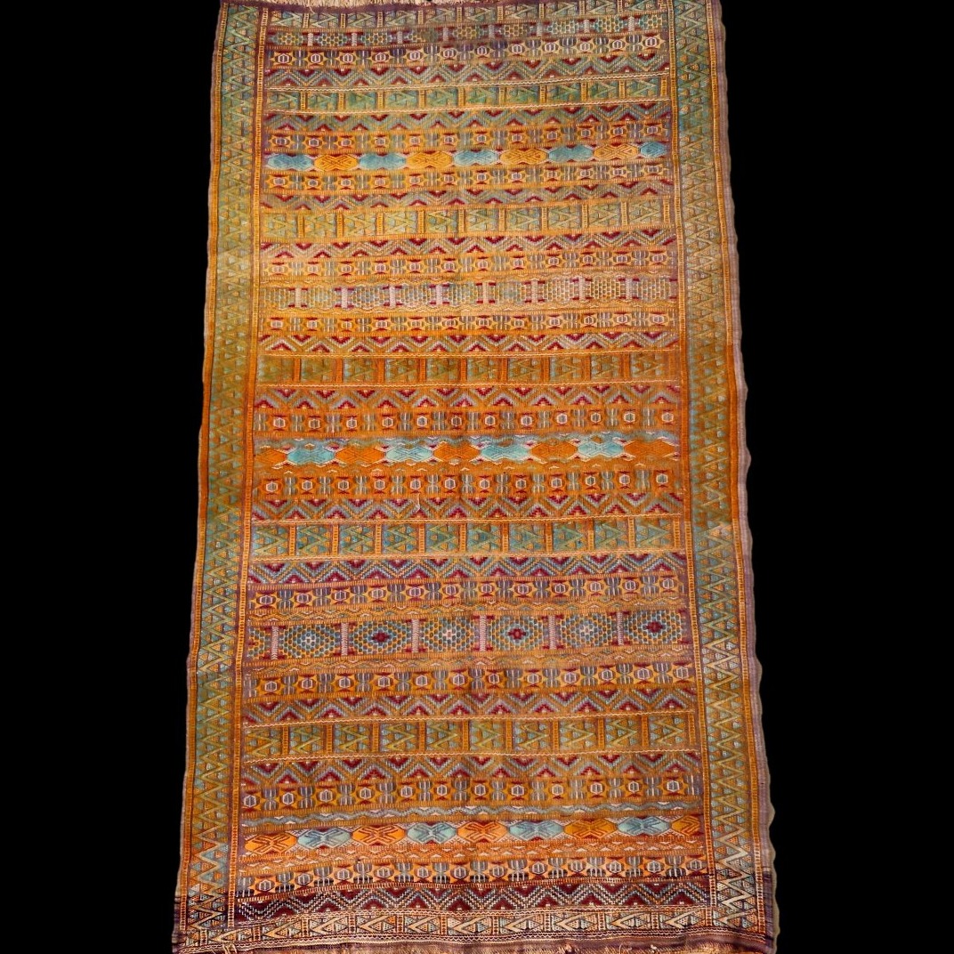 Khemisset Rug, Berber Kilim, Embroidered Hanbel, 98 X 168 Cm, Wool, Middle Atlas, Morocco, 1900–1930
