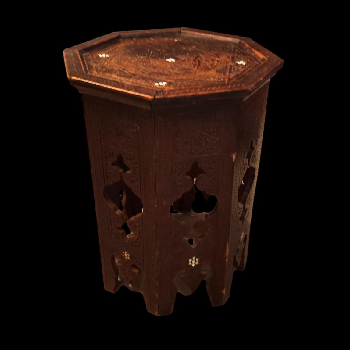 Octagonal Tea Table, Engraved And Inlaid, Cedar Wood, Morocco, Late 19th–early 20th Century-photo-2