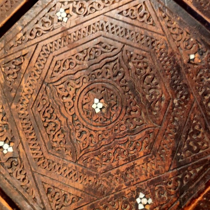 Octagonal Tea Table, Engraved And Inlaid, Cedar Wood, Morocco, Late 19th–early 20th Century-photo-4