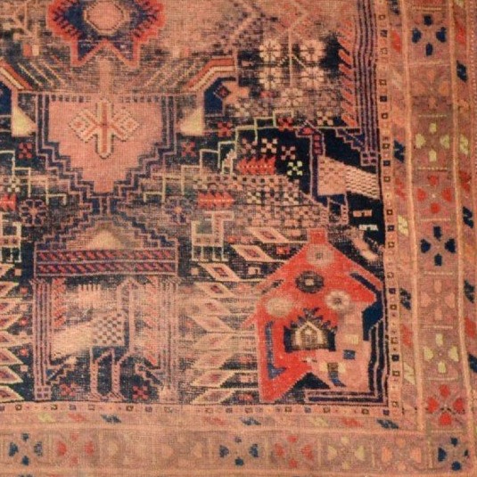 Khamseh Rug, 120 X 155 Cm, Hand-knotted Wool By The Khamseh Nomads, Iran, 19th Century-photo-4