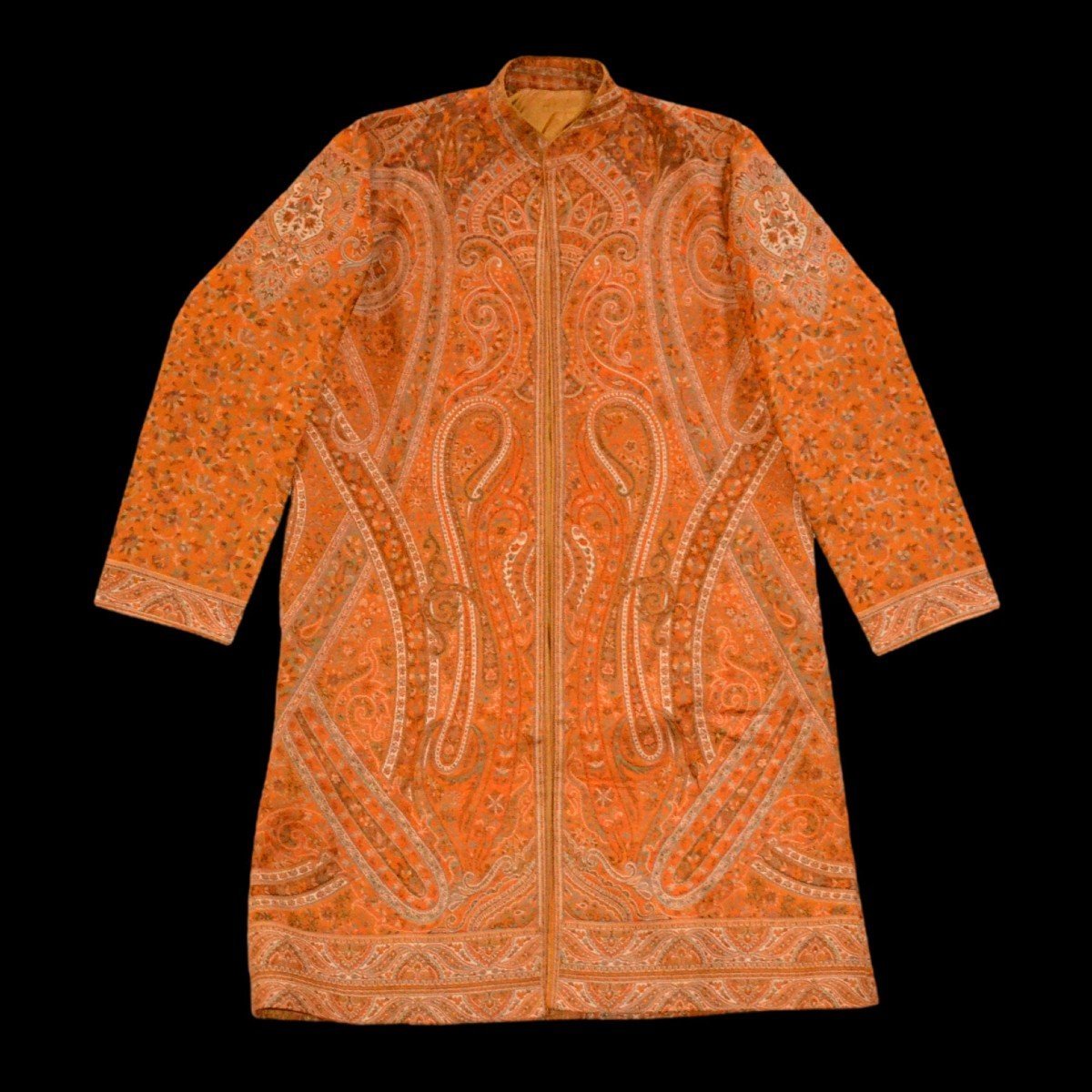 Short Cashmere-blend Wool Kaftan With Oriental Design, Kashmir, Unisex, In Perfect Condition-photo-2