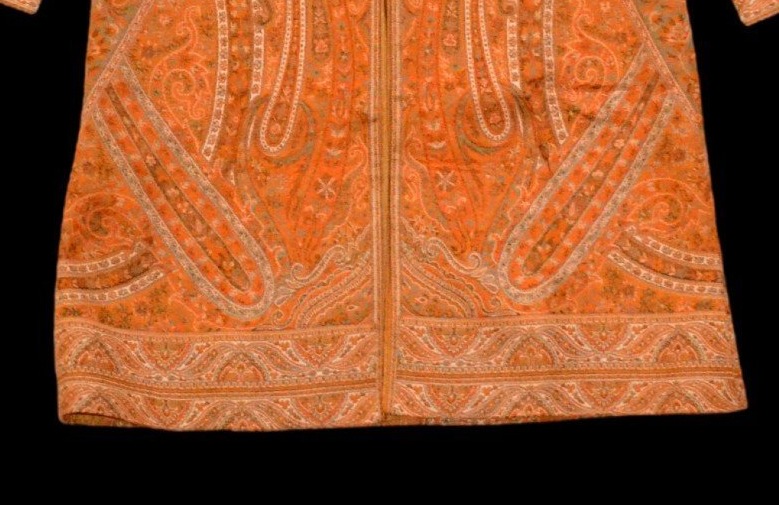 Short Cashmere-blend Wool Kaftan With Oriental Design, Kashmir, Unisex, In Perfect Condition-photo-4