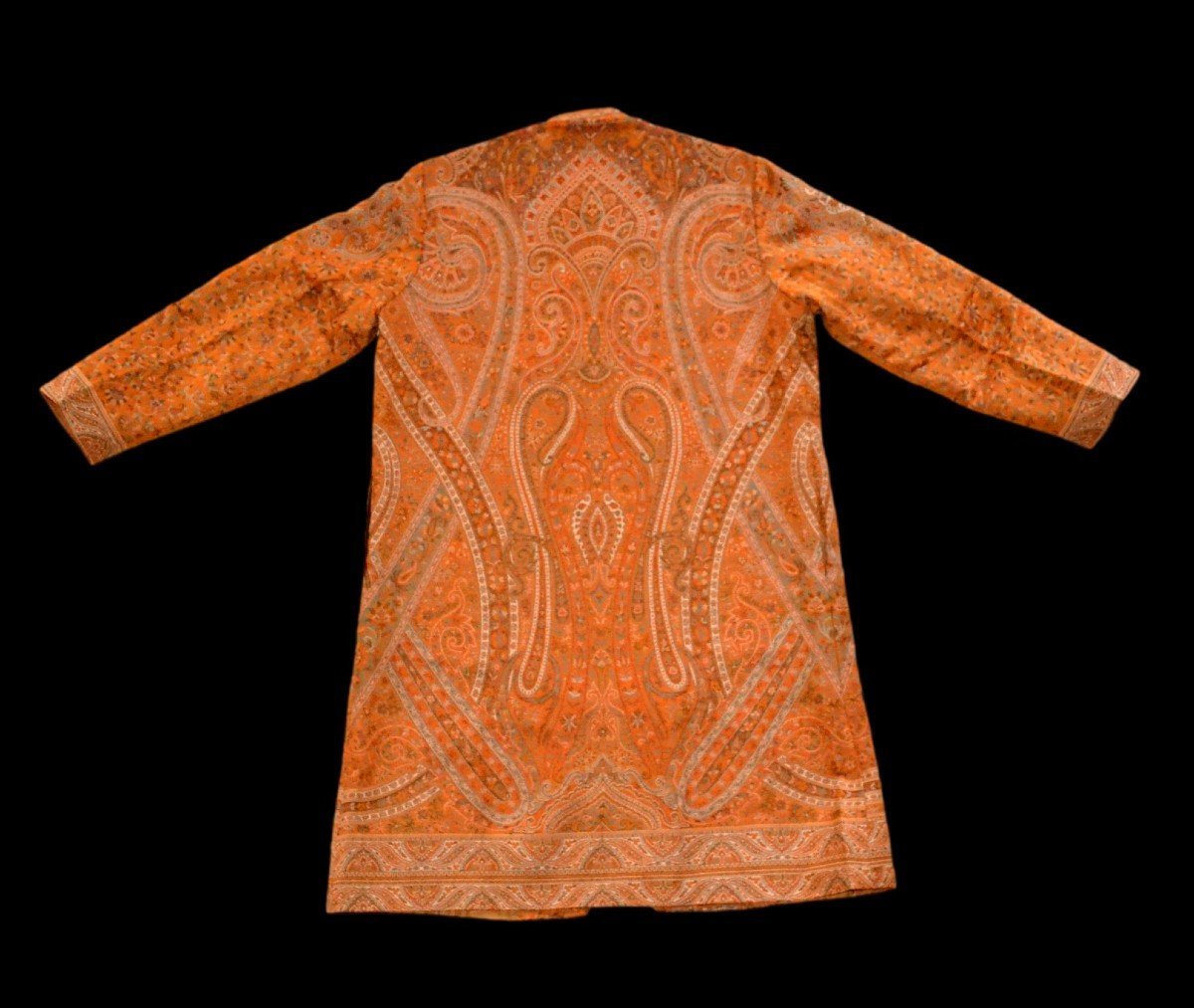 Short Cashmere-blend Wool Kaftan With Oriental Design, Kashmir, Unisex, In Perfect Condition-photo-2