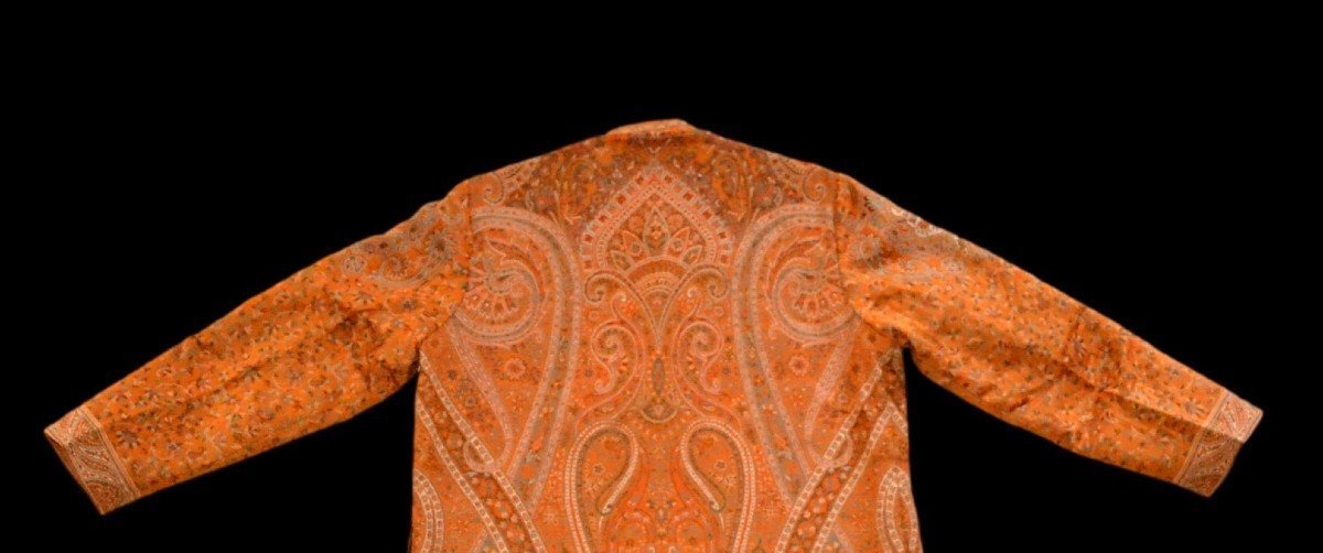 Short Cashmere-blend Wool Kaftan With Oriental Design, Kashmir, Unisex, In Perfect Condition-photo-3