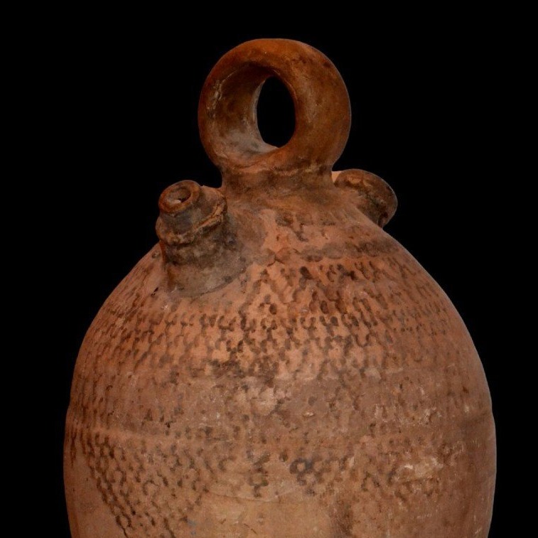Berber Water Jug, Hand-painted Terracotta, H 44 Cm, Haouz, Morocco, Early 20th Century-photo-2