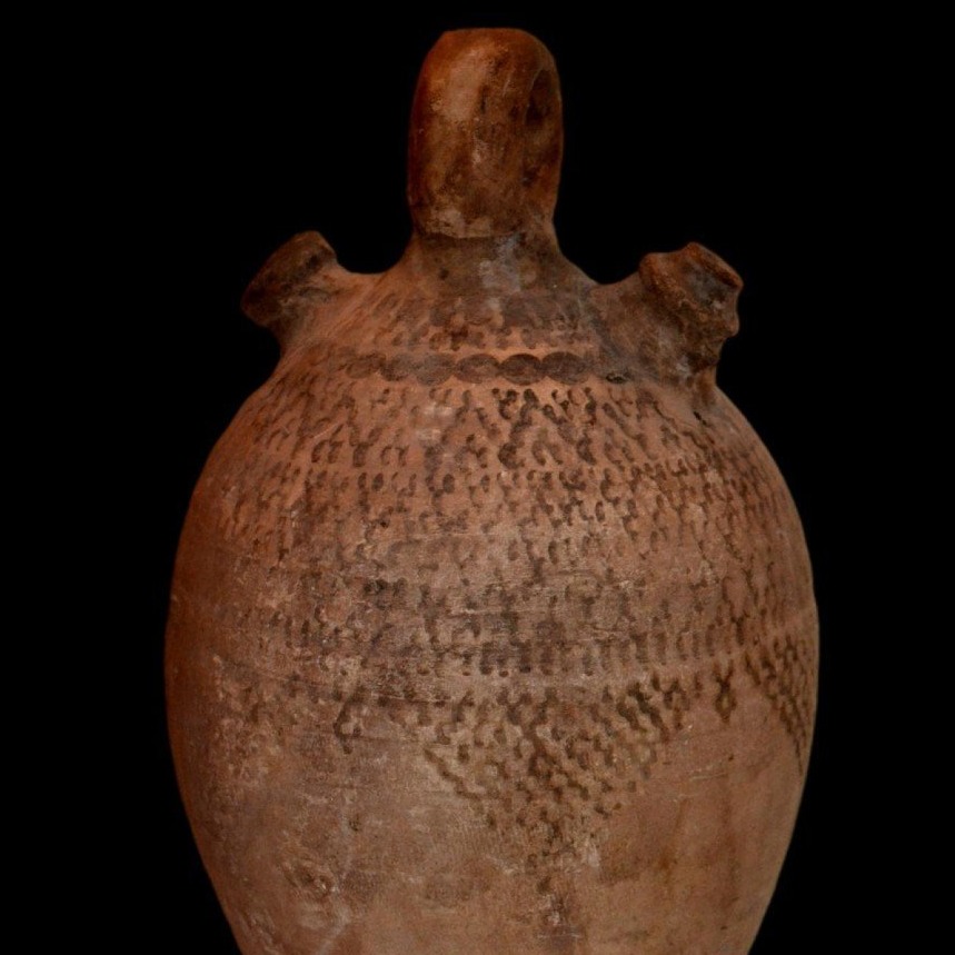 Berber Water Jug, Hand-painted Terracotta, H 44 Cm, Haouz, Morocco, Early 20th Century-photo-4