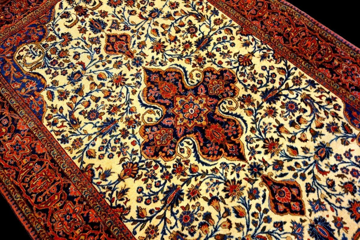 Tapis Kashan, 127 x 204 cm, laine kork nouée main en Iran vers 1930 - 1950, très bon état-photo-1