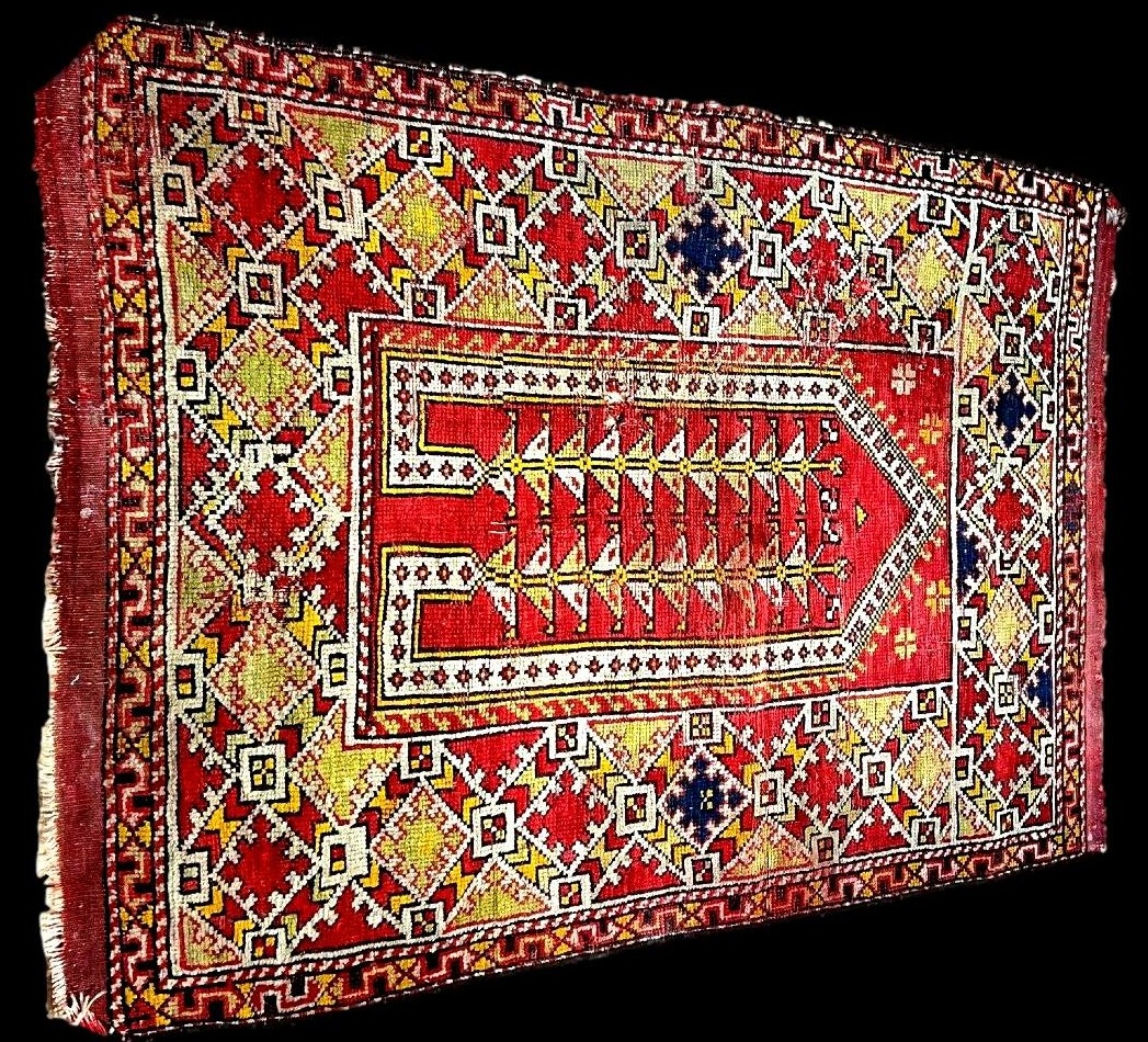 Tapis Avunya de prière , 95 x 135 cm, laine nouée main en Turquie, région de Marmara-photo-2