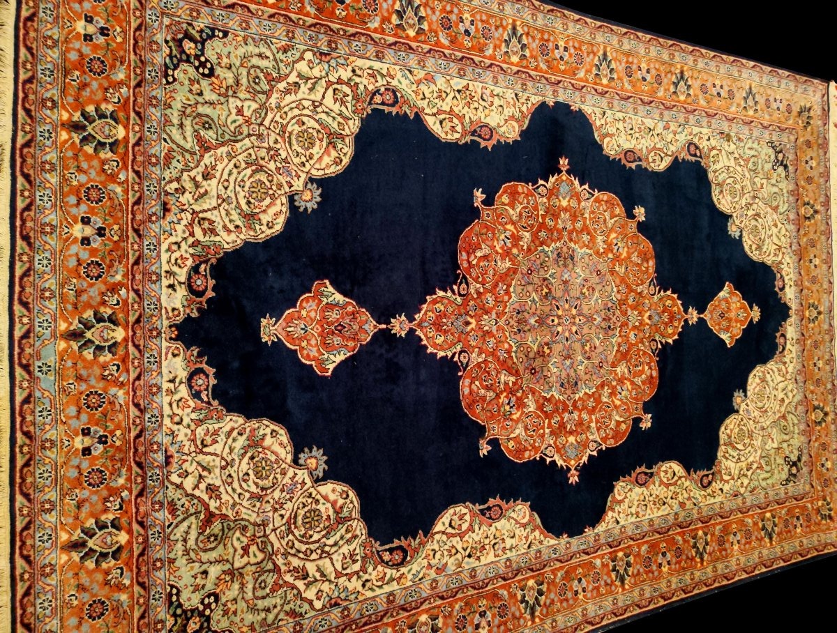 Tapis Tabriz, 202 x 300 cm, laine kork nouée main vers 1980, très bon état-photo-2