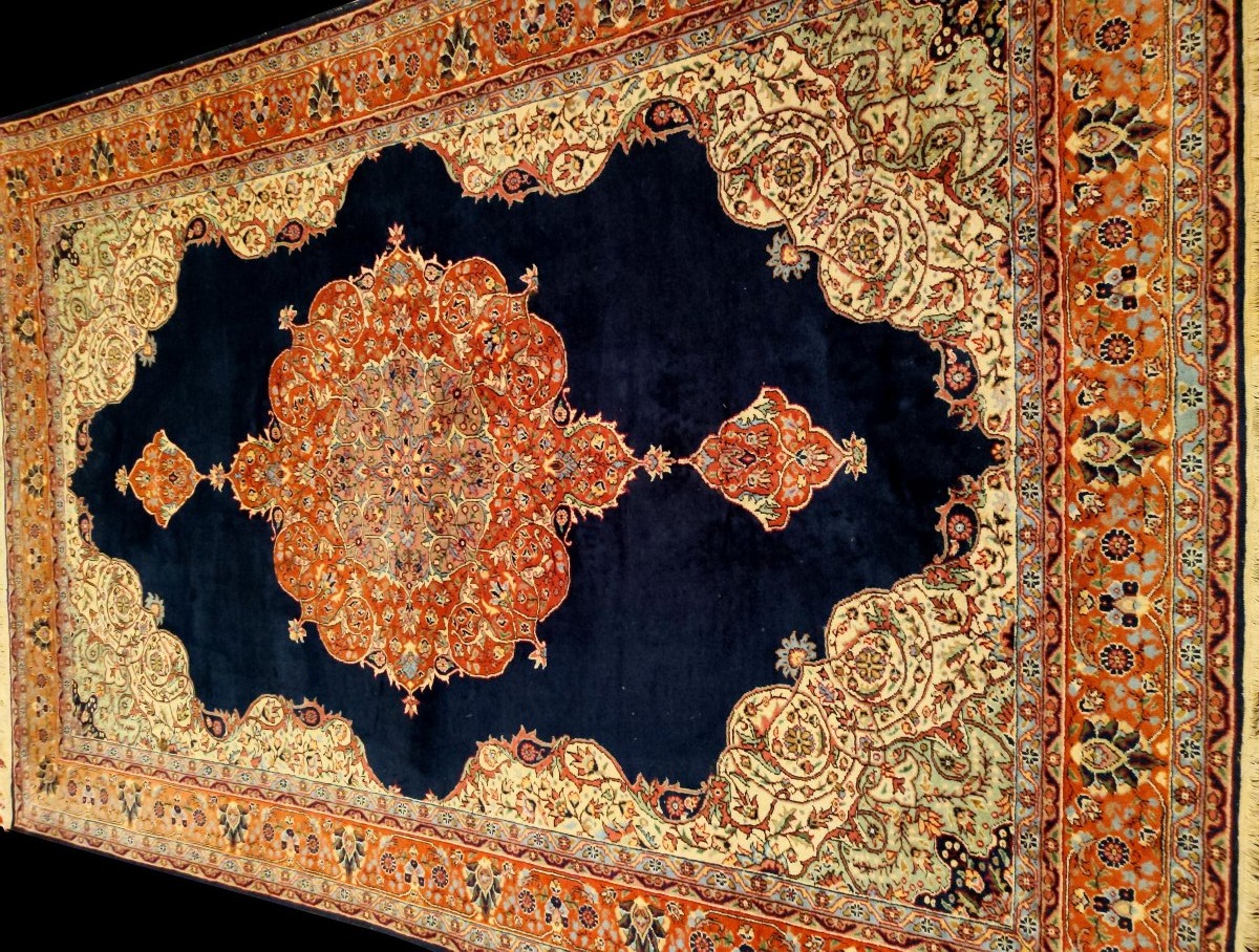 Tapis Tabriz, 202 x 300 cm, laine kork nouée main vers 1980, très bon état-photo-4