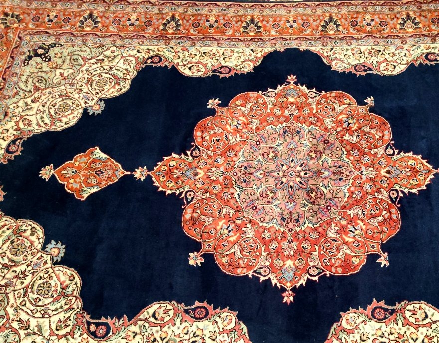 Tapis Tabriz, 202 x 300 cm, laine kork nouée main vers 1980, très bon état-photo-1