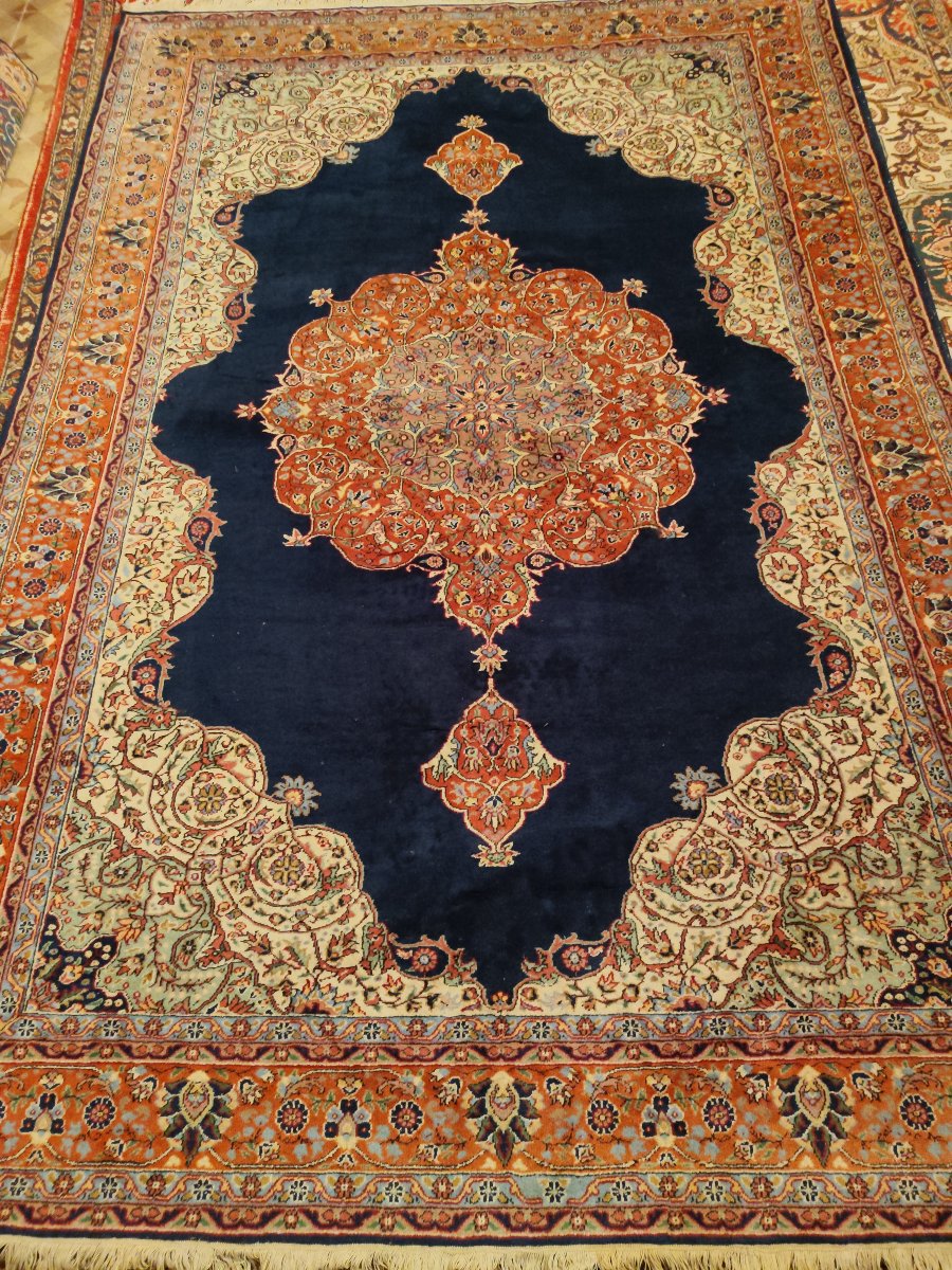 Tapis Tabriz, 202 x 300 cm, laine kork nouée main vers 1980, très bon état-photo-3