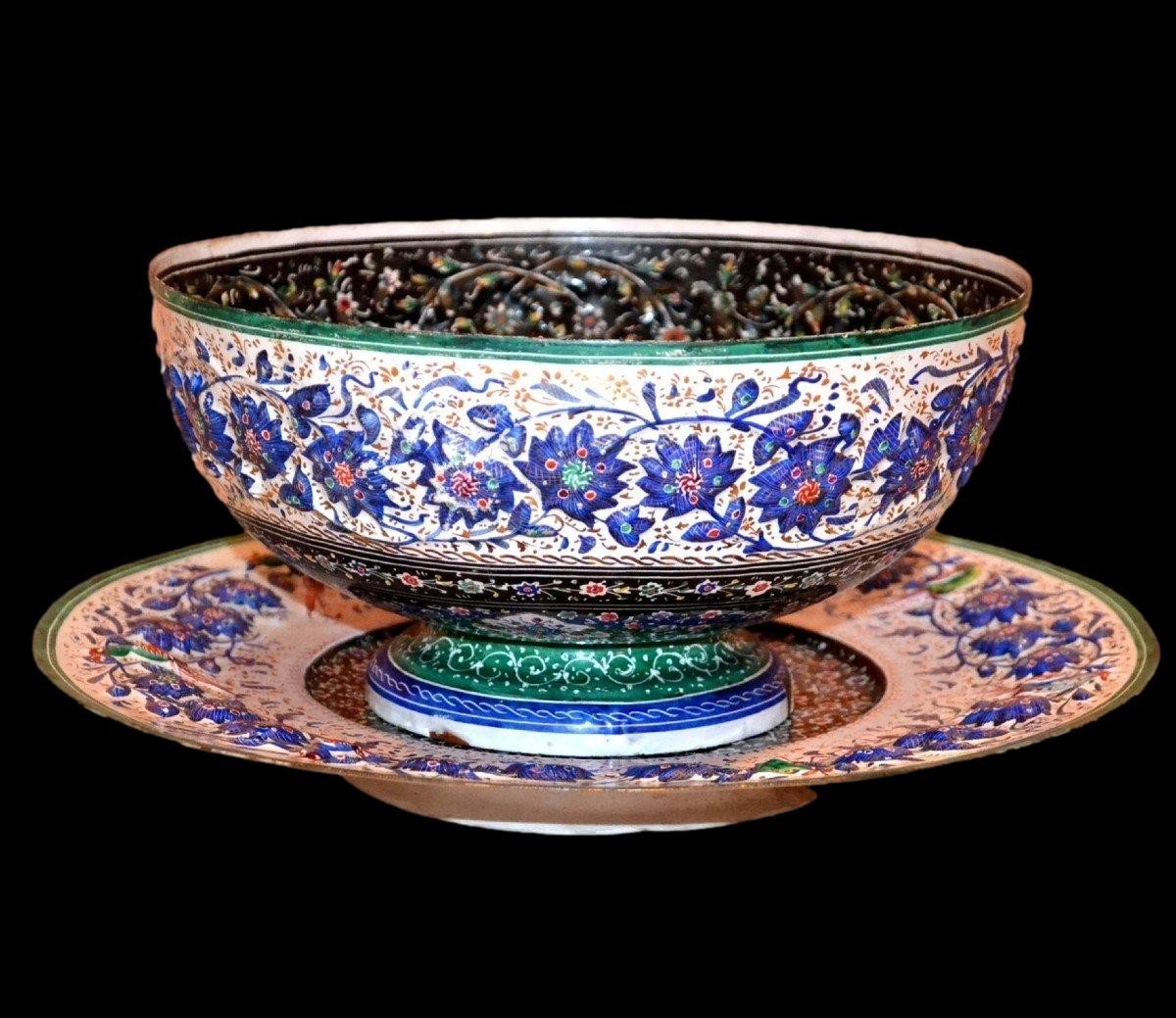Plateau à décor floral, gravure au burin, Art islamique, Ottoman, Turquie du XIXème siècle-photo-4