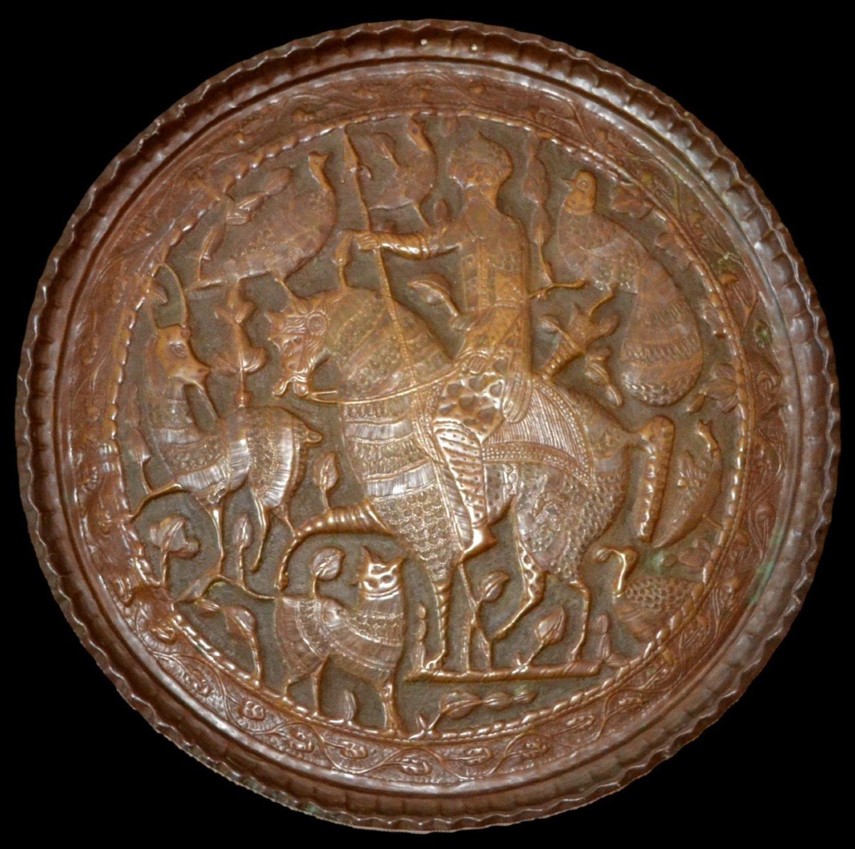 Plateau à décor floral, gravure au burin, Art islamique, Ottoman, Turquie du XIXème siècle-photo-6