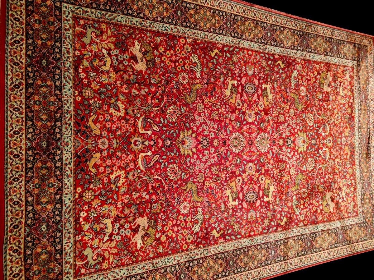 Tapis Tabriz de chasse, Indo-persan, 202 x 300 cm, laine nouée main vers 1970-1980-photo-2