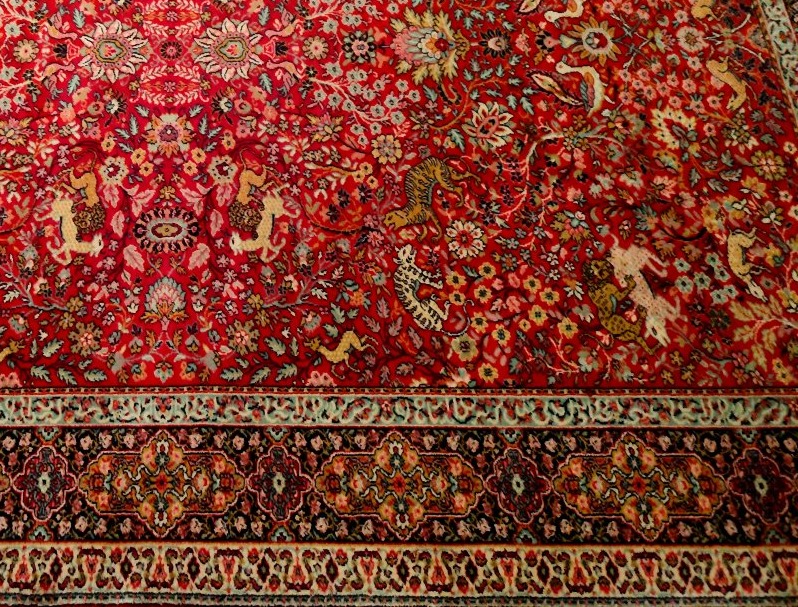 Tapis Tabriz de chasse, Indo-persan, 202 x 300 cm, laine nouée main vers 1970-1980-photo-5