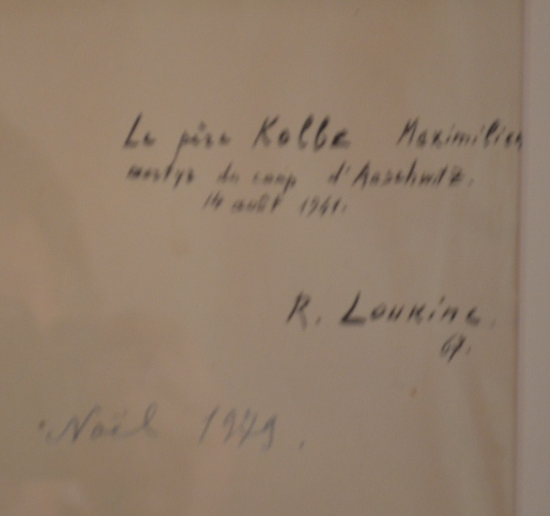Rostislas LOUKINE , Encre de Chine, Portrait du Père Maximilien Kolbe, martyr du camp d'Auschwitz-photo-4
