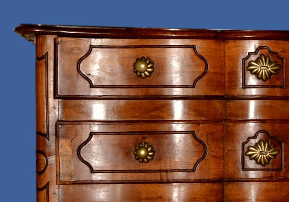 Curved Chest In Wildcherry Wood , Early XVIIIth Century, French-photo-4