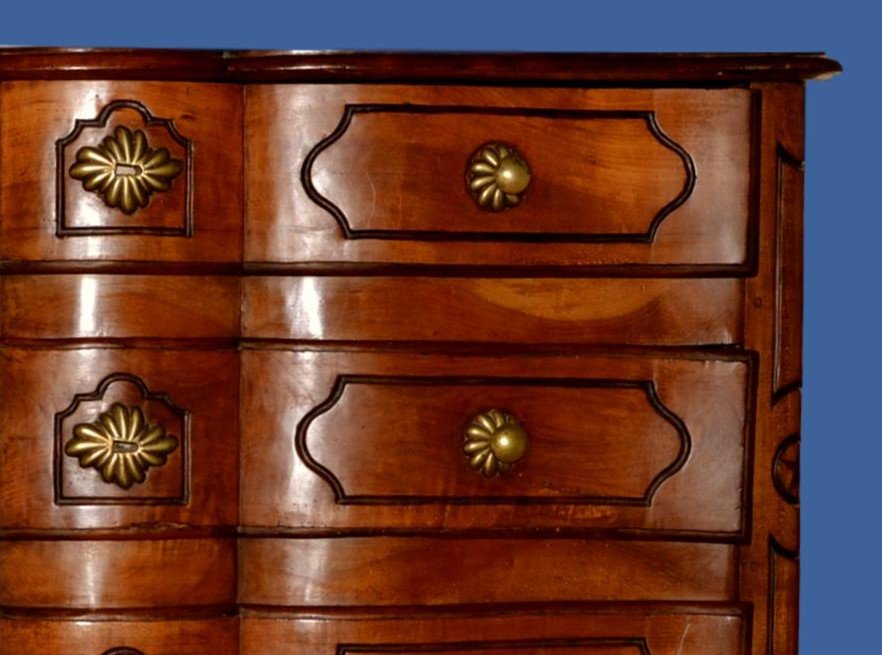 Curved Chest In Wildcherry Wood , Early XVIIIth Century, French-photo-1