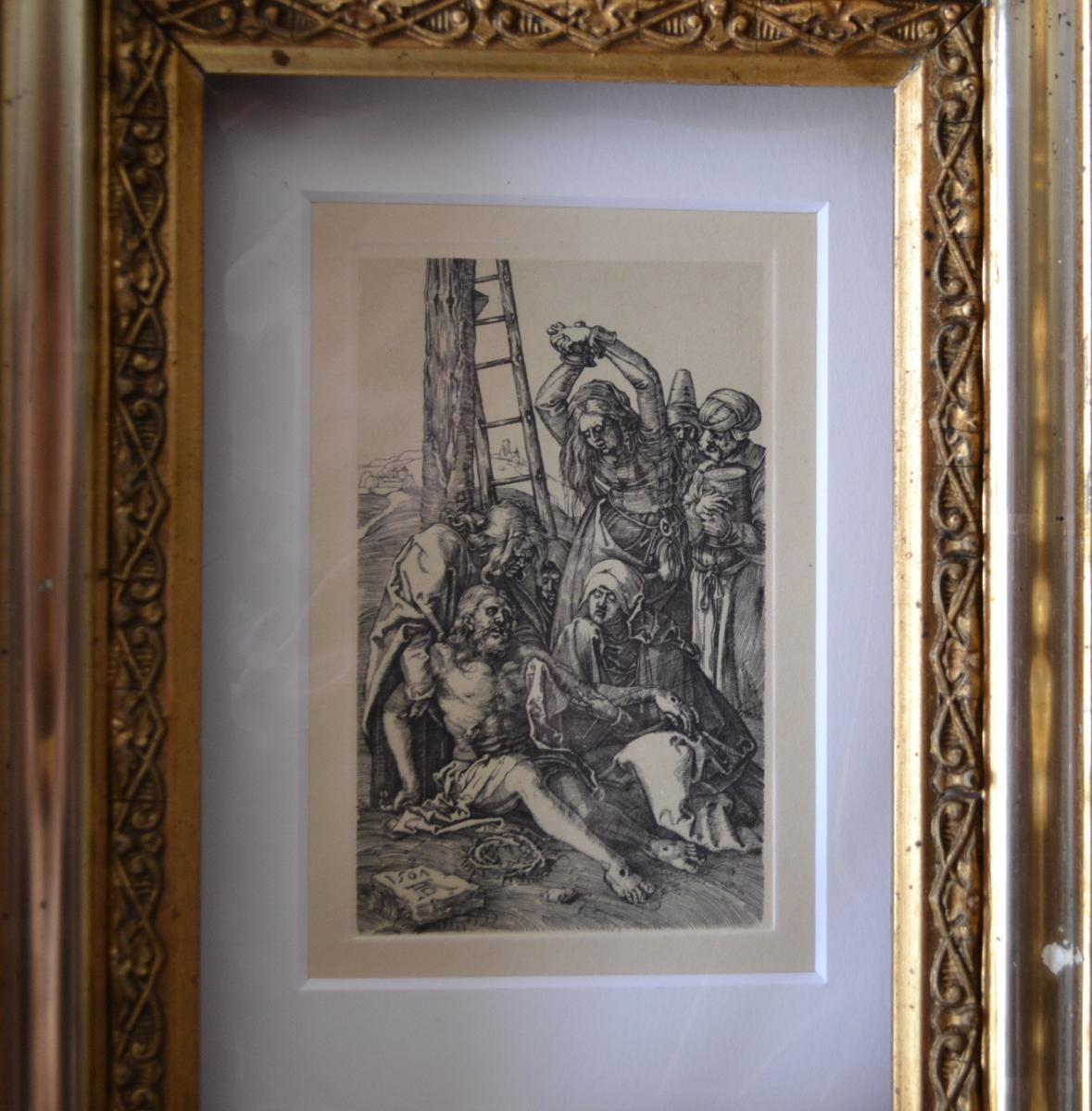 Engraving From Albrecht Dürer - El Duelo Tras Crucifixion - Circa 1910-photo-4