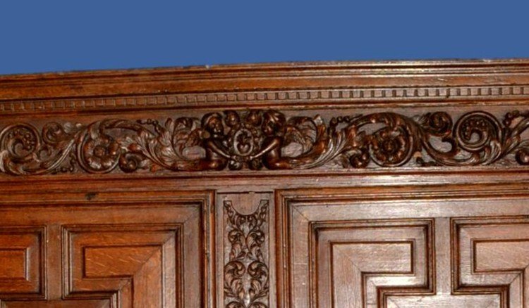 Armoire de mariage ou buffet à quatre vantaux et deux tiroirs, Normandie, du XVIIème Siècle-photo-5