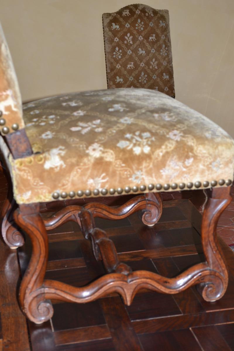 Pair Of Walnut Chairs Louis XIV - XVII Th Century-photo-3