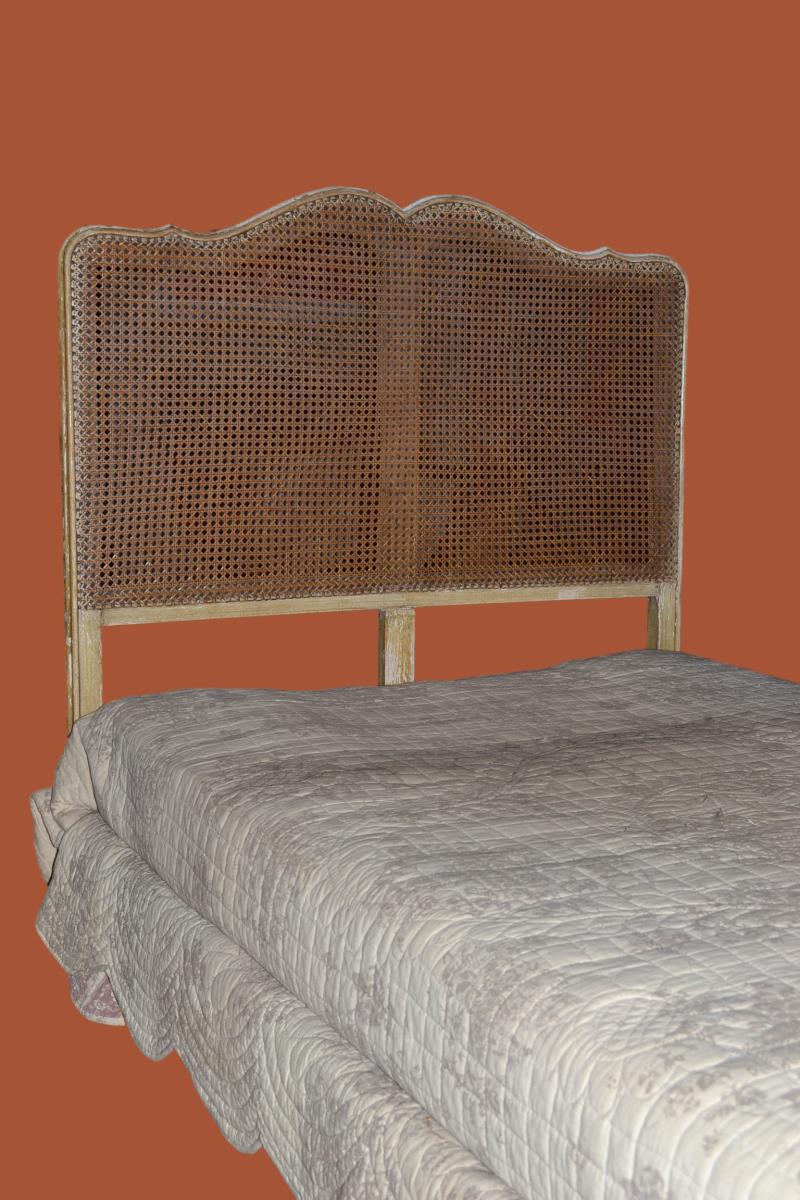 Paire de lits cannés, têtes et pieds de Style Louis XV vers1890, parfait état-photo-3