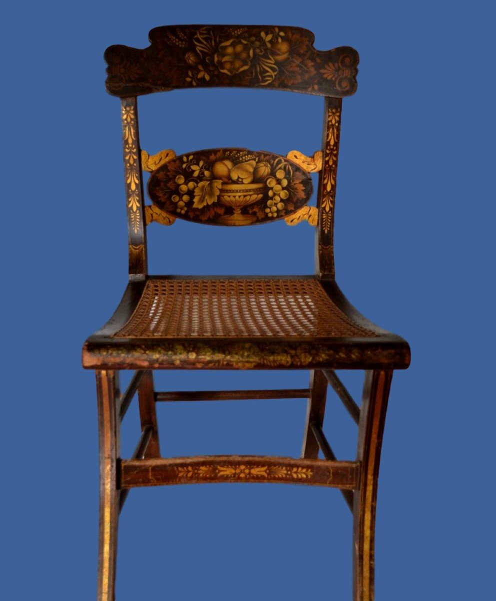 Series Of 4 Chairs Painted, Middle XIXcentury