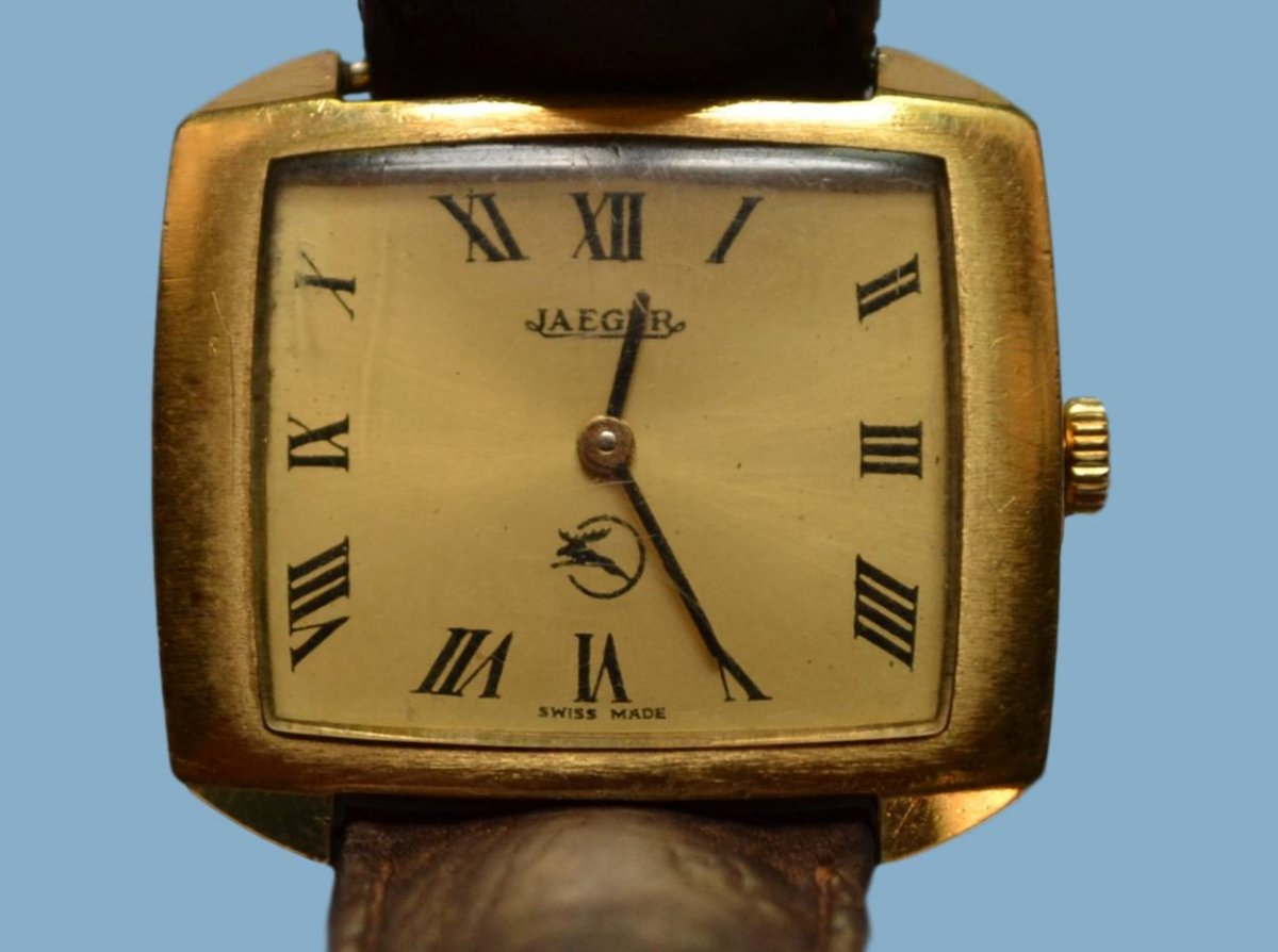 Jaeger, montre bracelet homme, maison JAEGER, plaqué or, vers 1970