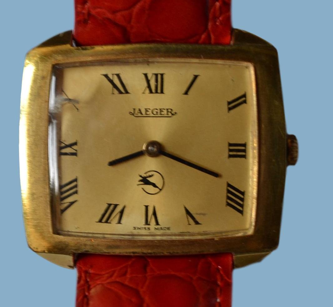 Jaeger, montre bracelet homme, maison JAEGER, plaqué or, vers 1970