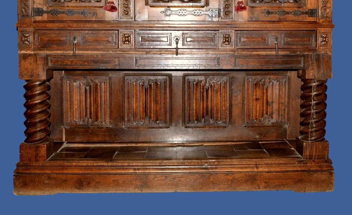 Neogothic Credence - Oak - Normandy - Circa 1880-photo-3