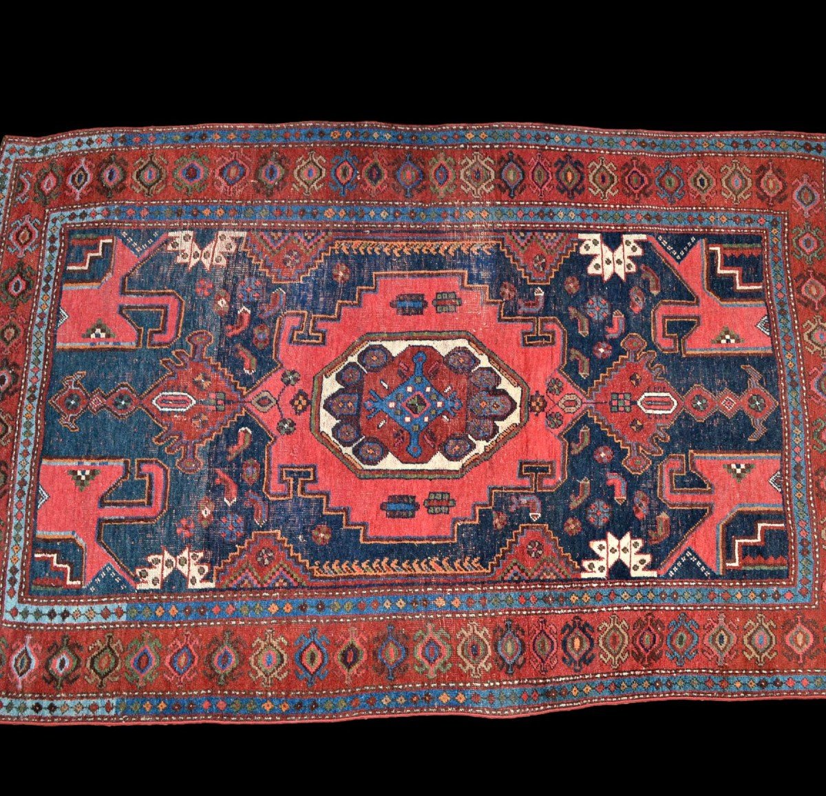 Tapis Kazak Lambalo, Caucase 125 cm x 194 cm, laine nouée main, daté de 1323 soit 1905-photo-2