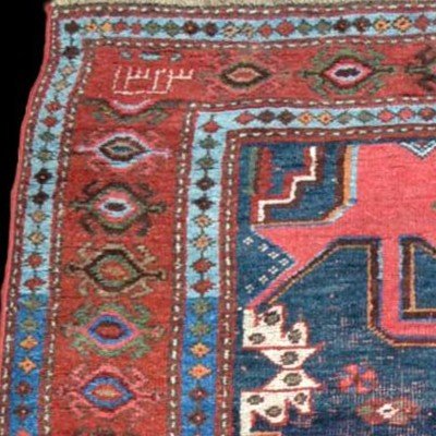 Tapis Kazak Lambalo, Caucase 125 cm x 194 cm, laine nouée main, daté de 1323 soit 1905-photo-4
