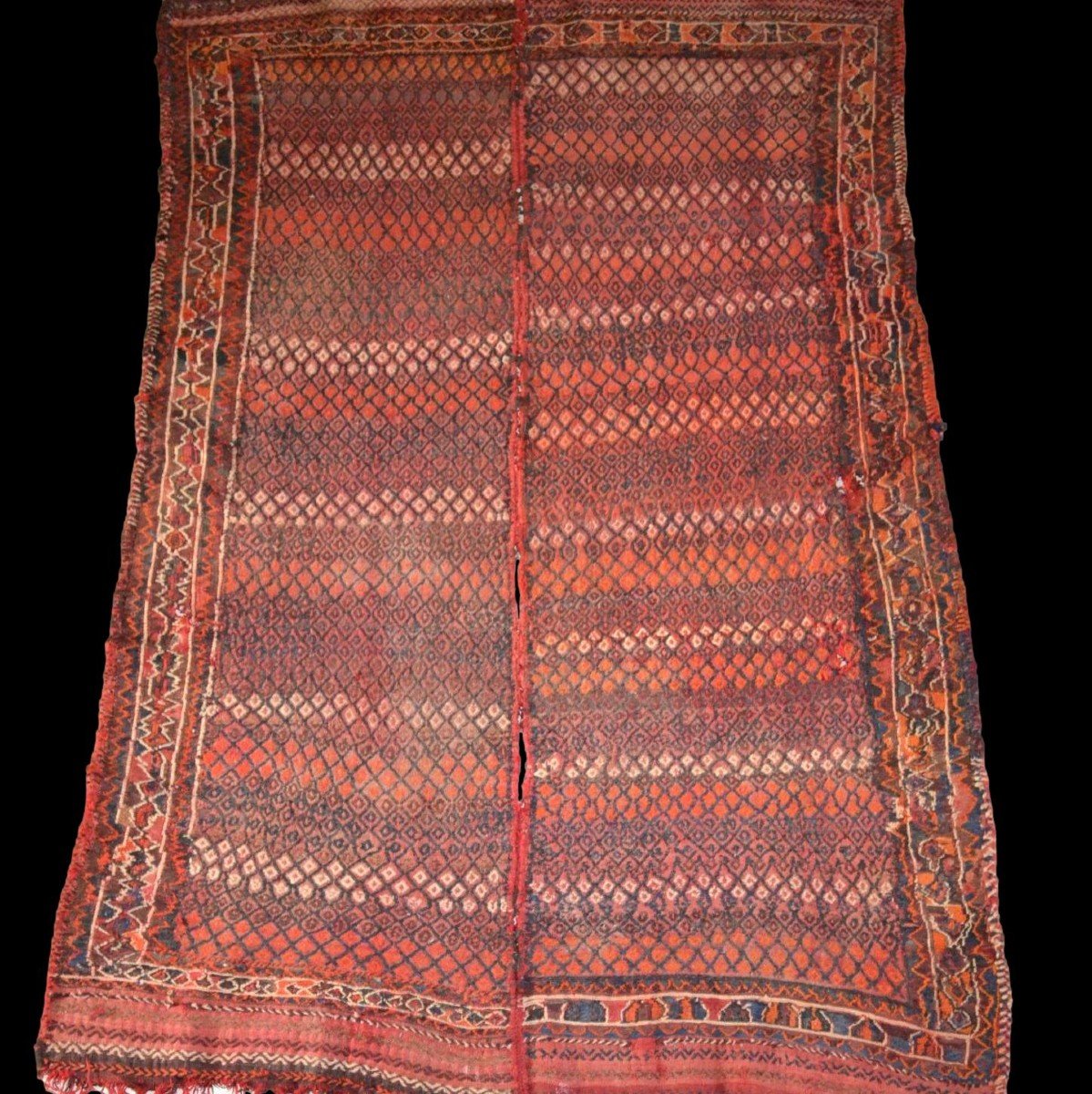 Tapis des Tribus Nomades Khamseh, 111 cm x 139 cm, laine nouée main, Perse, Fin du XIX ème Siècle-photo-8