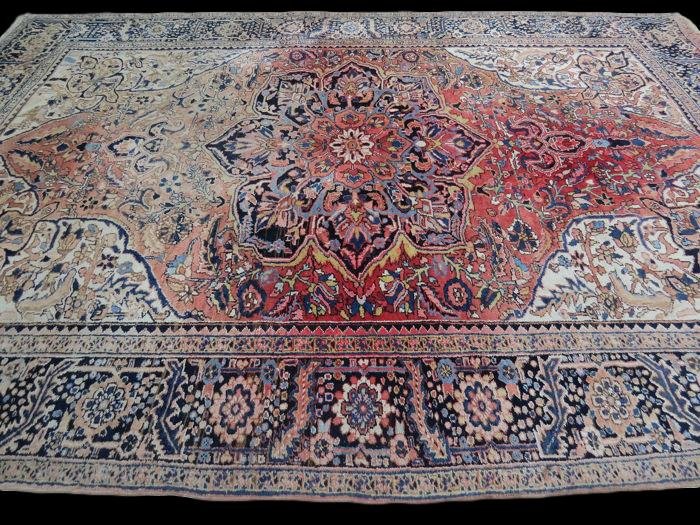 Tapis Persan Meina ( Hériz ) ancien, 242 cm x 343 cm, laine noué main, Iran, vers 1930-photo-2