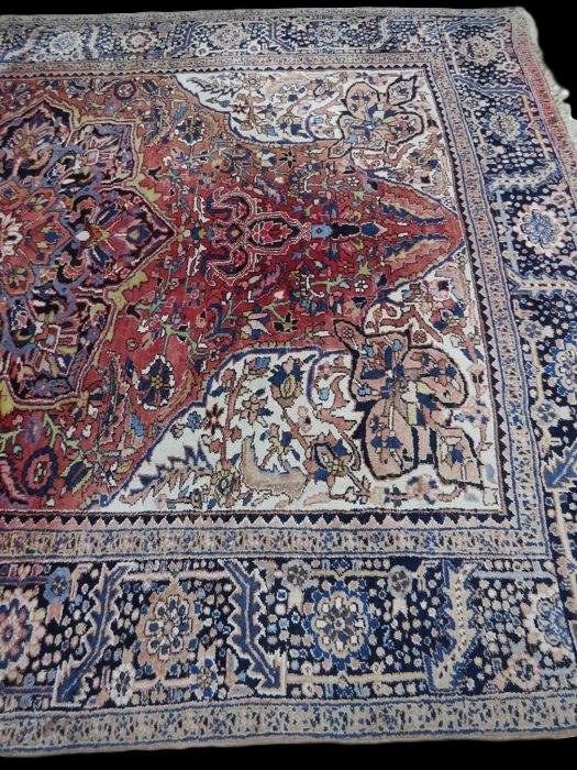 Old Meina ( Heriz ) Persian Rug, 242 Cm ( 95 I ) X 343 Cm, ( 135 I ) Hand Knotted, Iran, 1930-photo-1