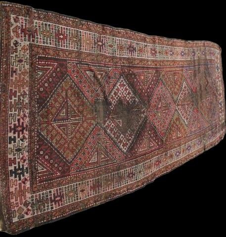 Tapis Karabagh Ancien, 136 cm X 334 cm,  Caucase,  Azerbaïdjan, XIX ème Siècle-photo-2