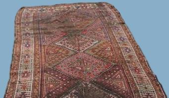 Tapis Karabagh Ancien, 136 cm X 334 cm,  Caucase,  Azerbaïdjan, XIX ème Siècle-photo-2