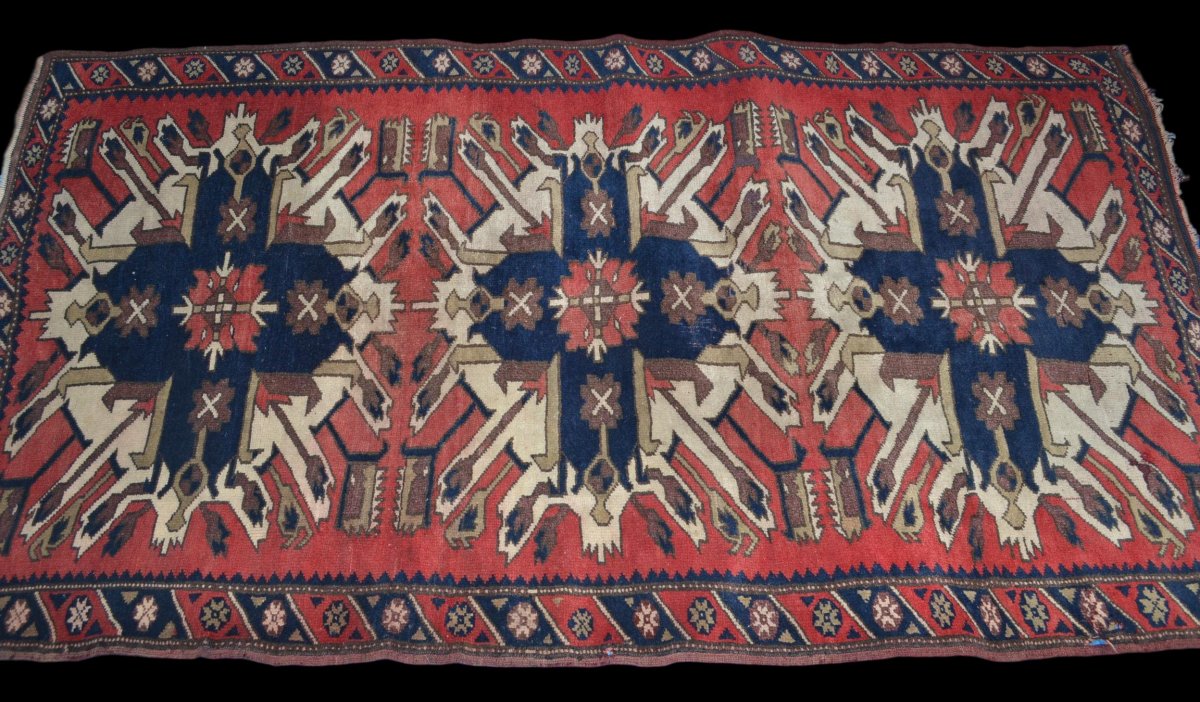 Old Chelaberd Rug, Caucasus, 113 Cm X 203 Cm, Karabakh Region, Early 20th Century-photo-2