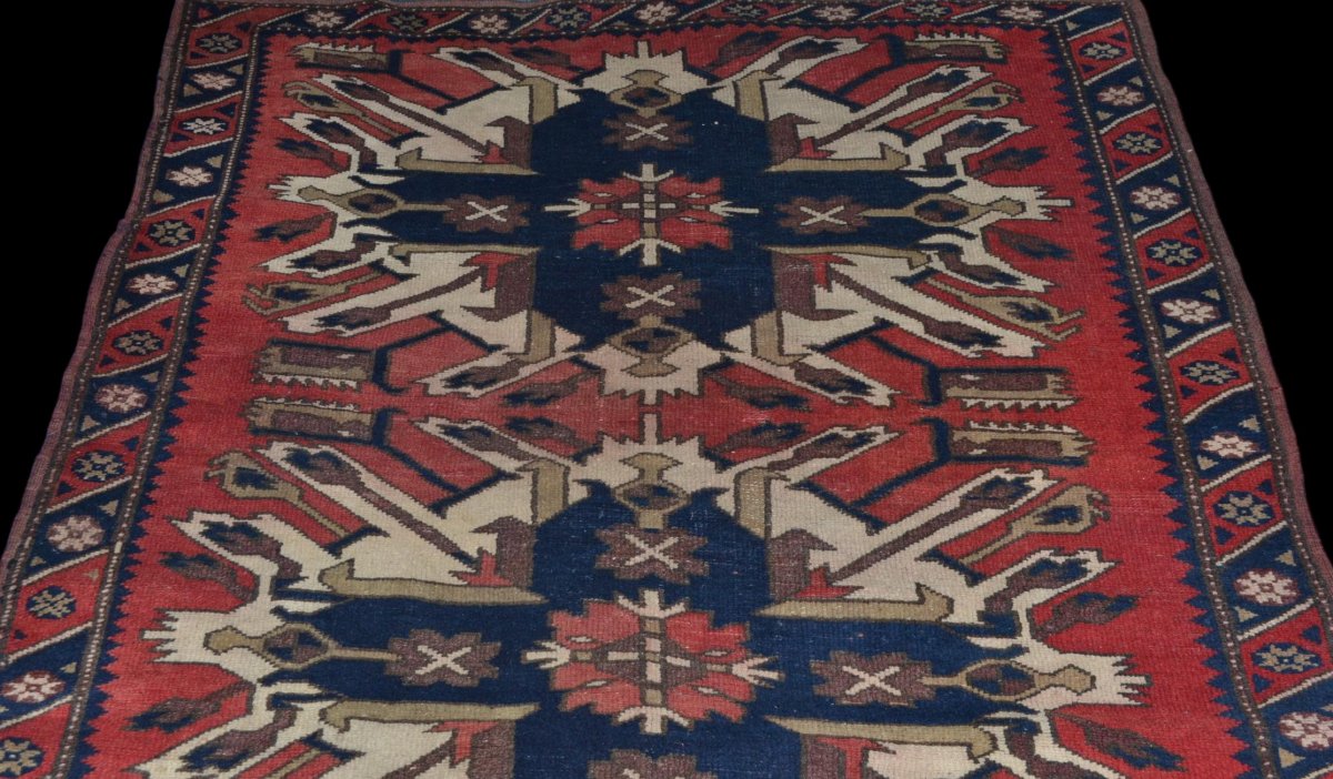 Old Chelaberd Rug, Caucasus, 113 Cm X 203 Cm, Karabakh Region, Early 20th Century-photo-3