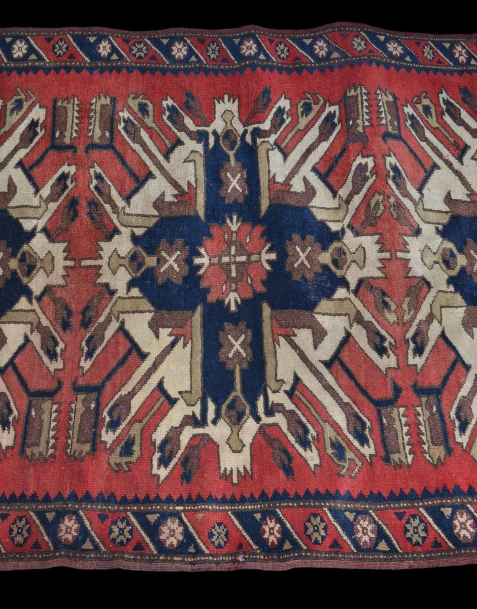 Old Chelaberd Rug, Caucasus, 113 Cm X 203 Cm, Karabakh Region, Early 20th Century-photo-4