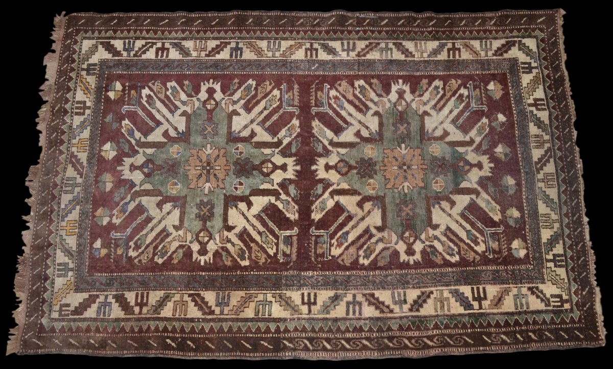 Old Chelaberd Rug, Caucasus, 113 Cm X 203 Cm, Karabakh Region, Early 20th Century-photo-4