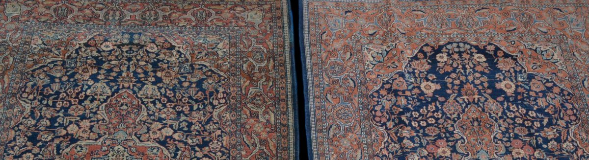 Tapis Sarouk anciens en paire, 135 x 197 cm chacun, laine kork nouée main Perse, début du XXème Siècle-photo-4