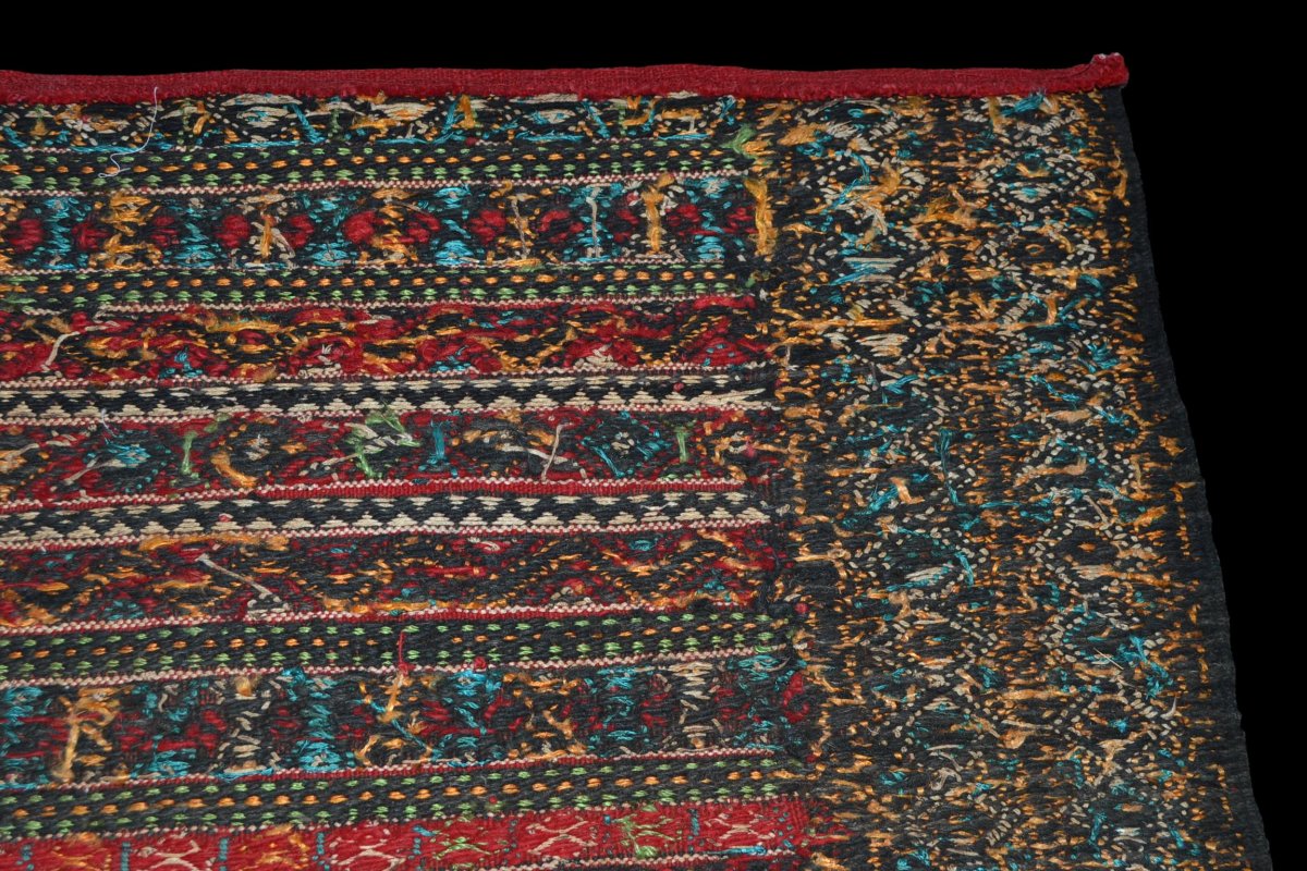 Kilim Embroidered, Khemisset, Morocco, 119 Cm X 171 Cm, Wool, Circa 1970-photo-4