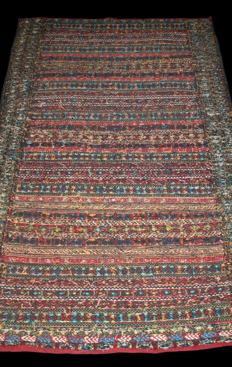 Kilim Embroidered, Khemisset, Morocco, 119 Cm X 171 Cm, Wool, Circa 1970-photo-5